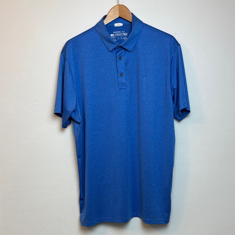 Ariat Men's Charger 2.0 Modern Short Sleeve Blue Polo Large Ariattek Modern Fit